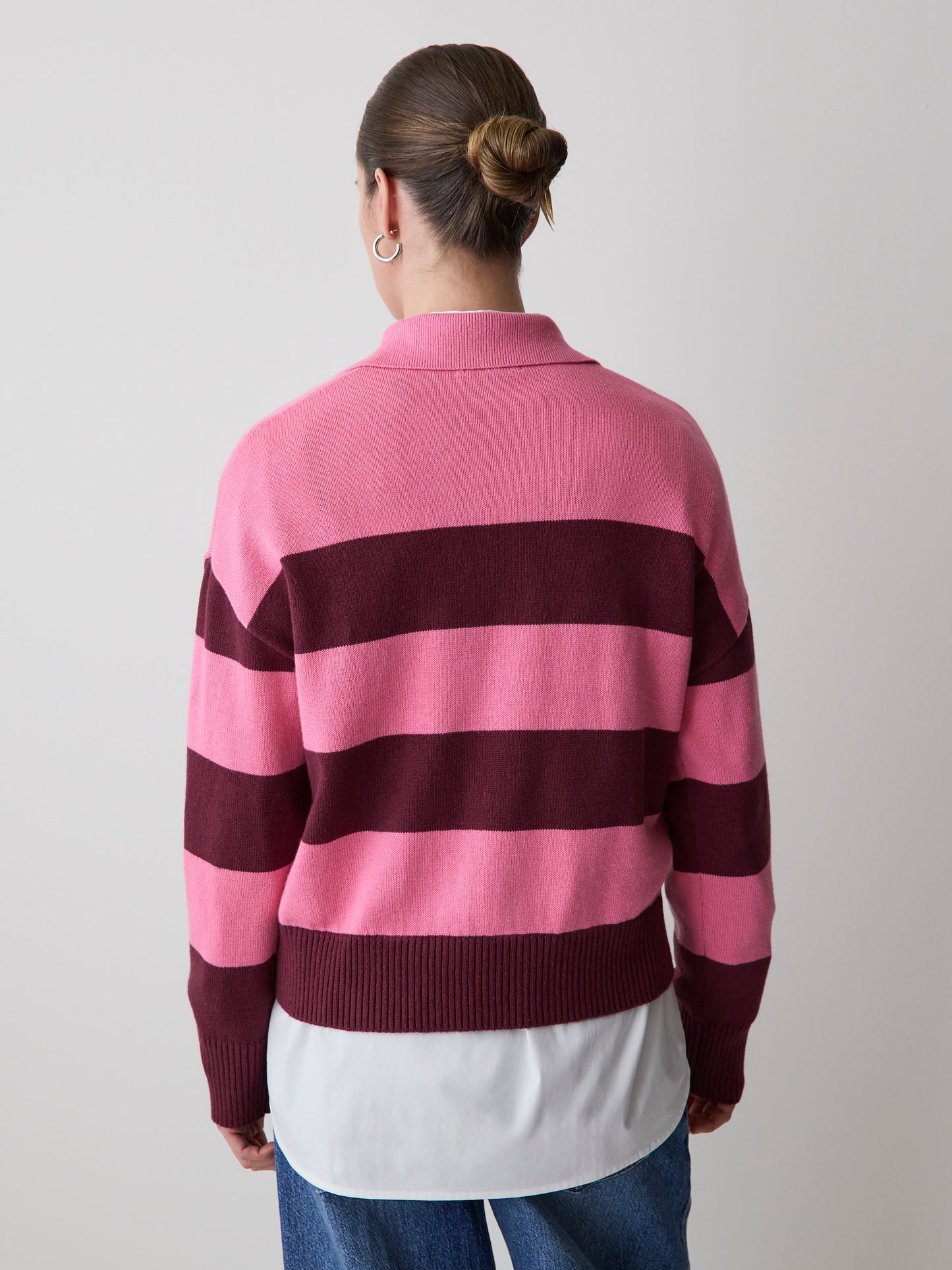 Cotton-Merino-Blend V-Neck Rugby Polo Sweater