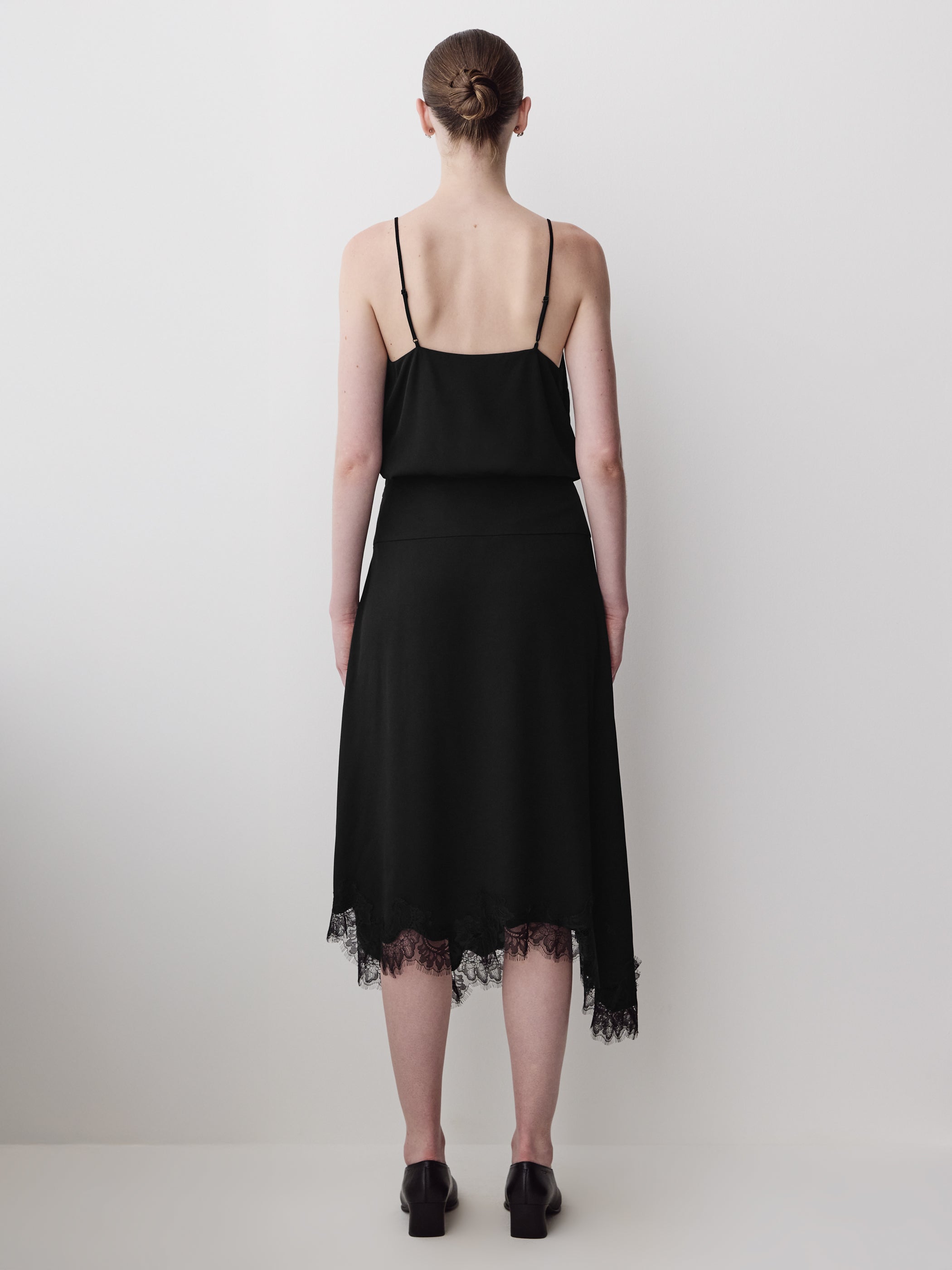 Woven Asymmetrical Lace Skirt in Viscose