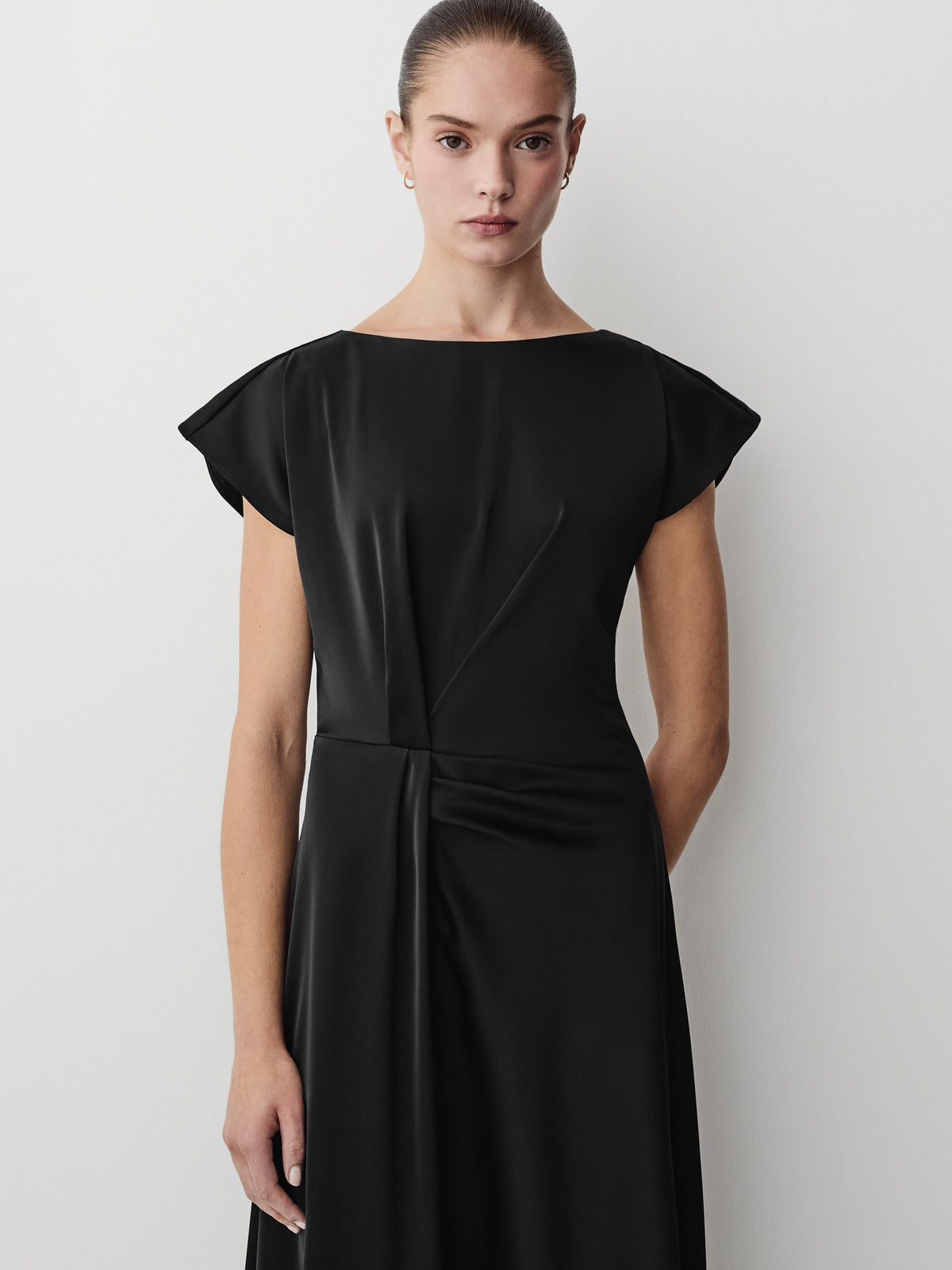 Satin Twist Cocktail Dress, Stretch Polyester Blend