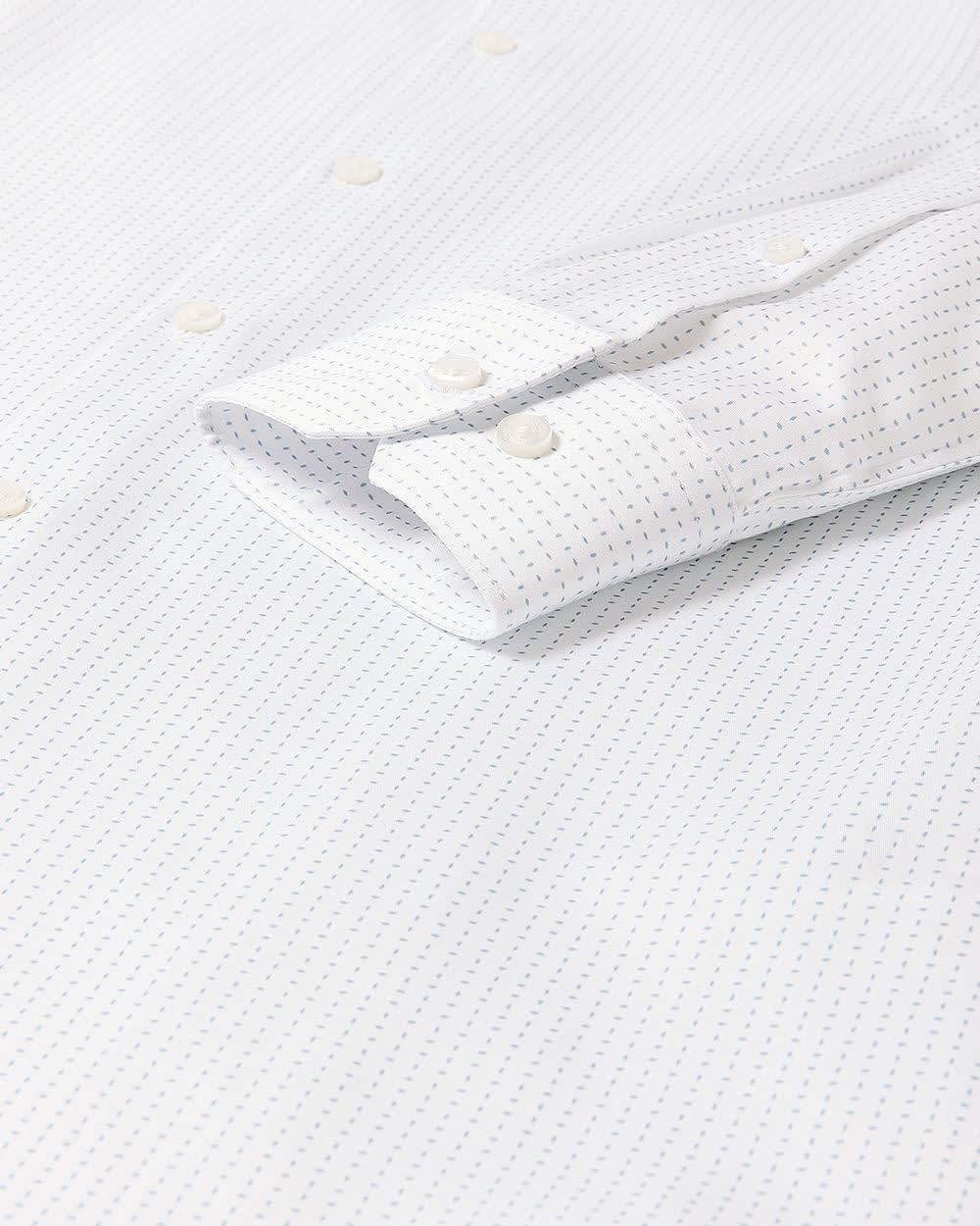 White Slim-Fit Dress Shirt with Micro Dots