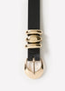 Slim Leather Belt with Sculptural Buckle