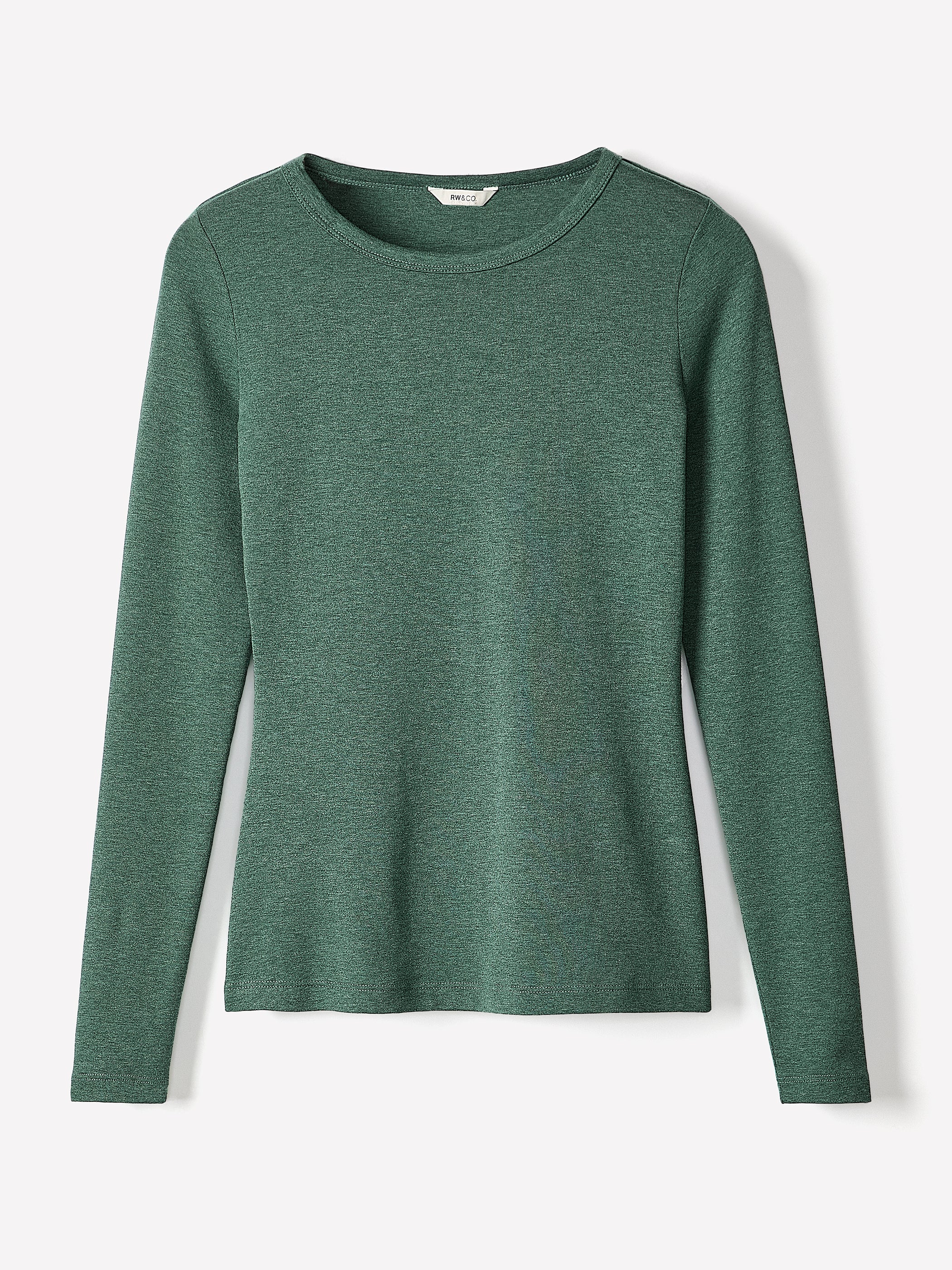 T-Shirt Côtelé Ajusté à Manches Longues et Col Rond en Tricot Luxueux