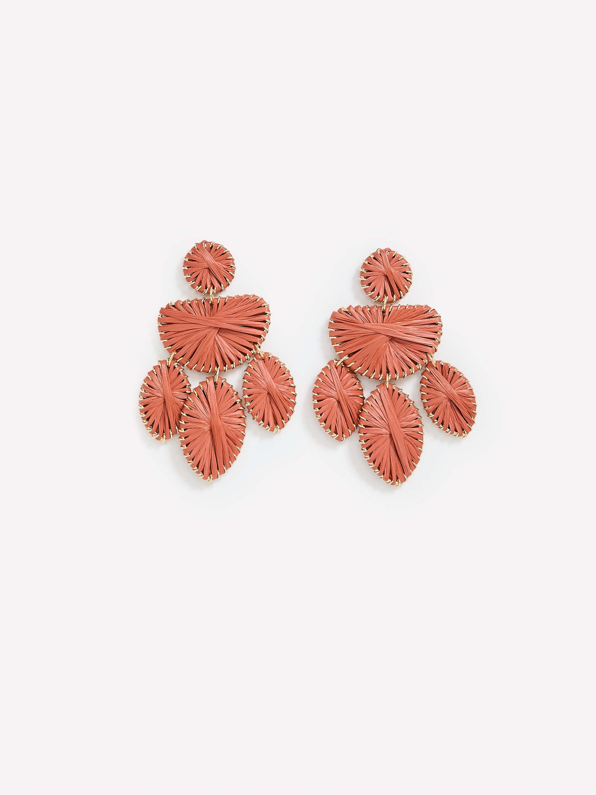 Pendant Earrings Metal Raffia Design