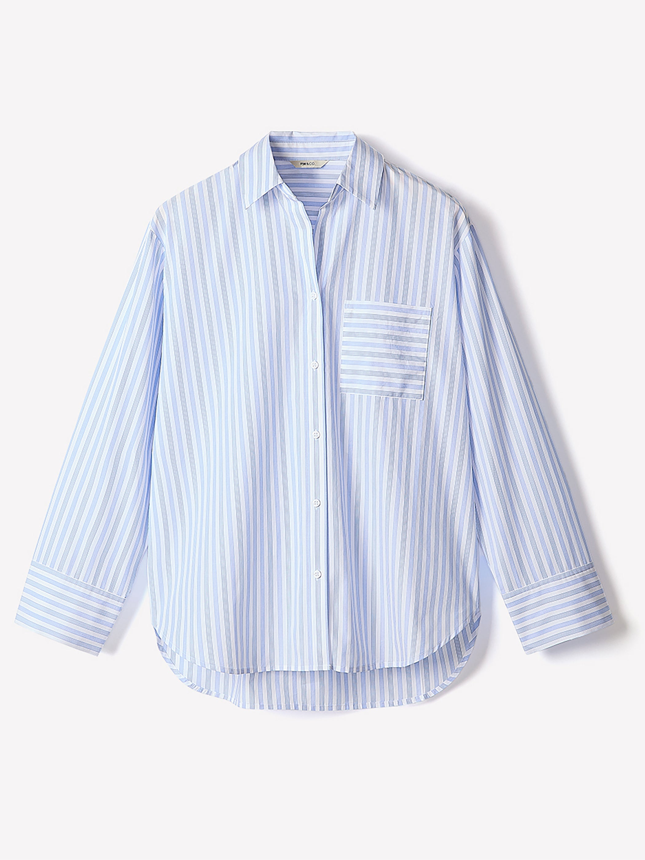 Chemise en Popeline Rayée à Manches Longues