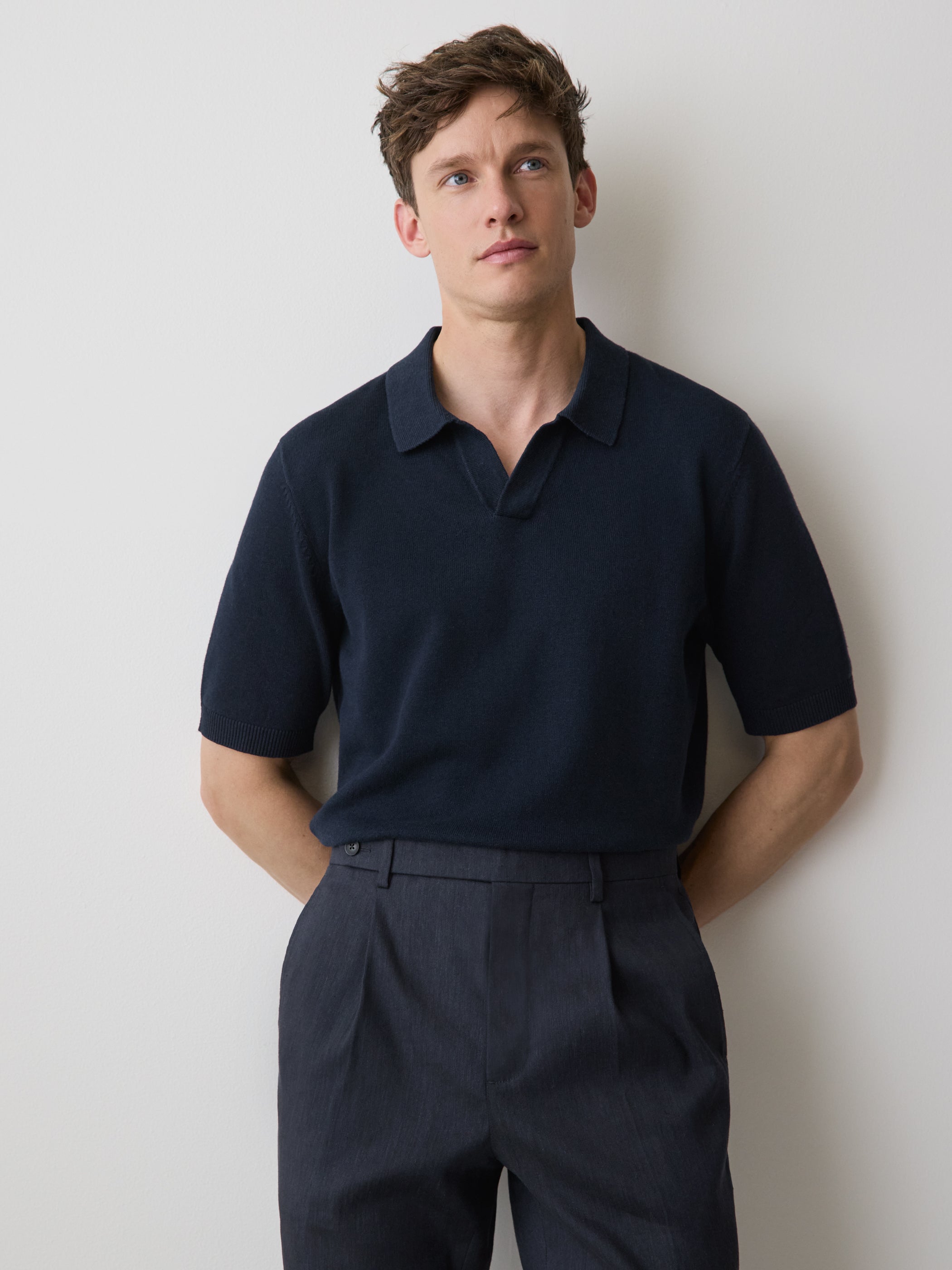 Linen-Blend Short-Sleeve Polo
