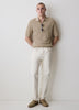 Textured Short-Sleeve Polo Sweater