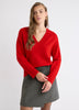 Long-Sleeve V-Neck Merino-Blend Sweater