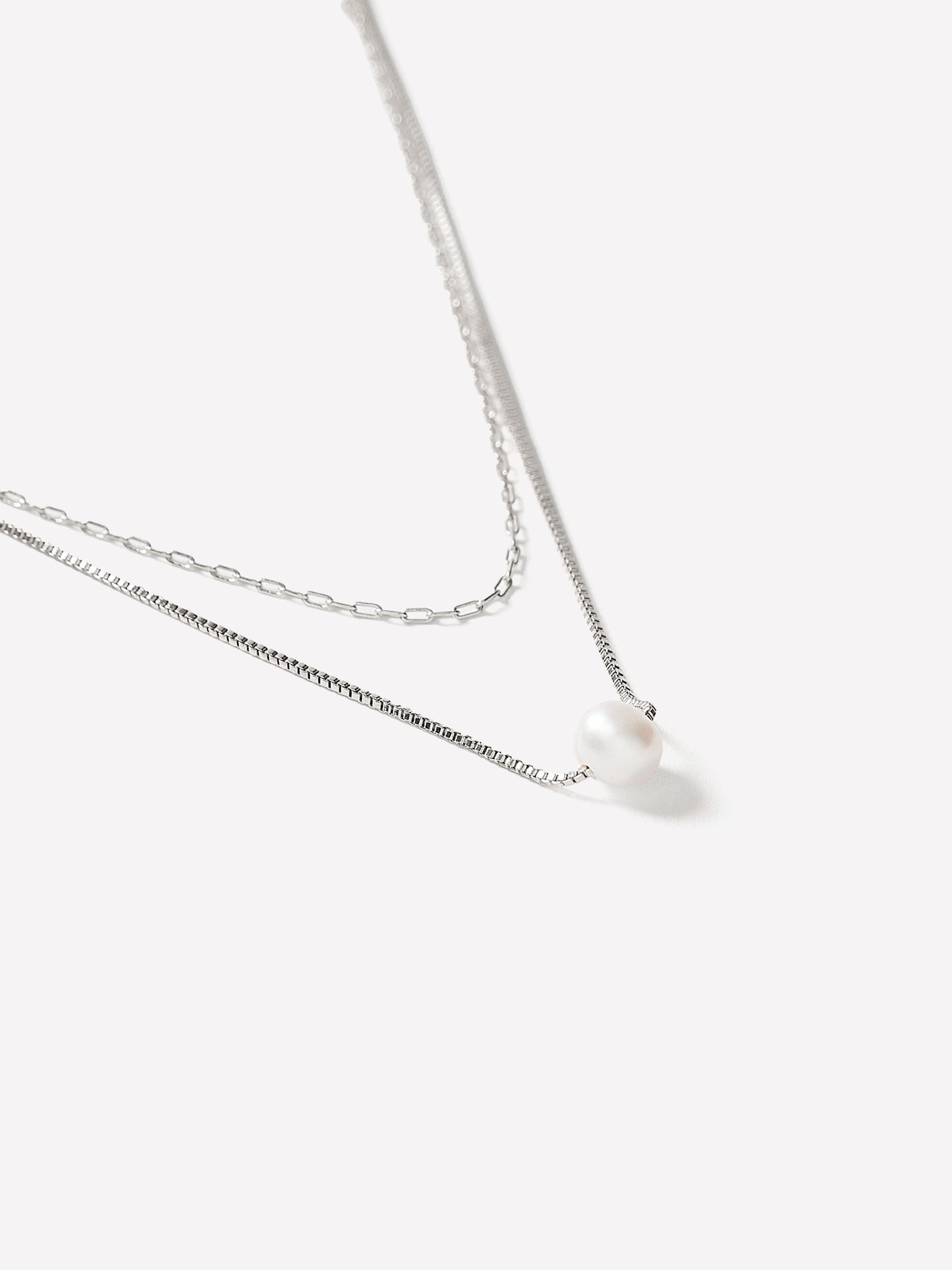 Necklace Multi Row Freshwater Pearl Metal