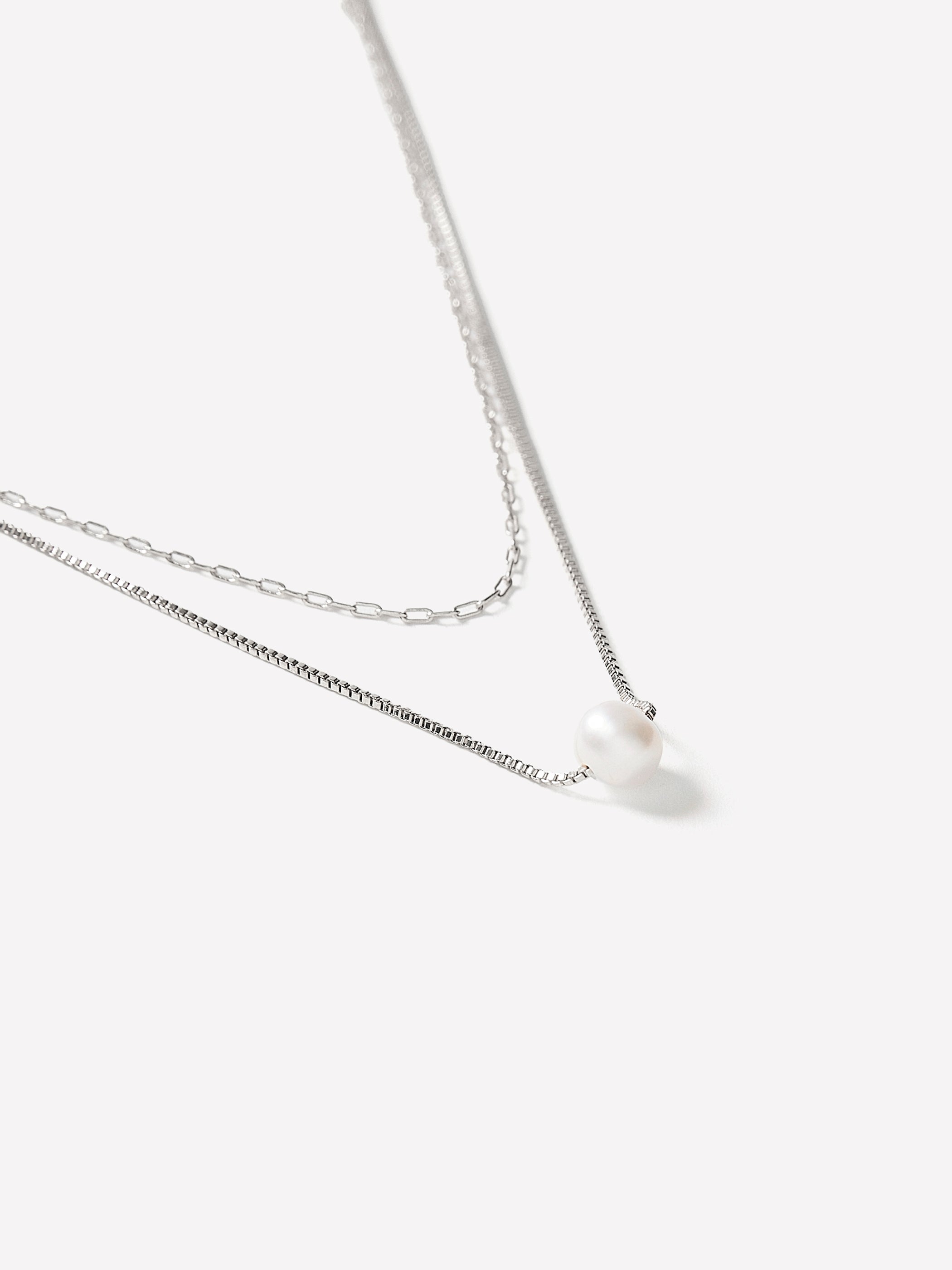 Necklace Multi Row Freshwater Pearl Metal