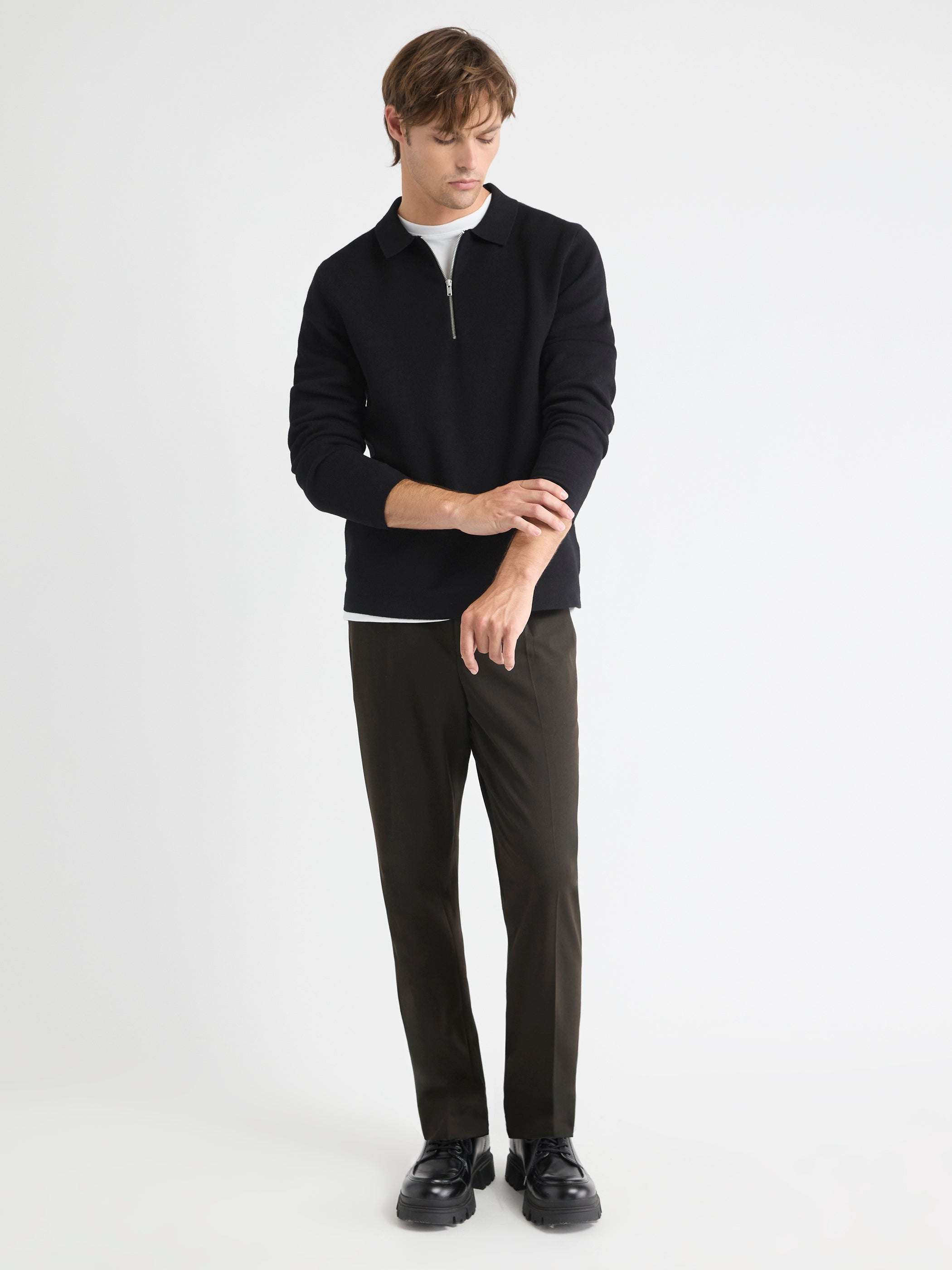 Long-Sleeve Half-Zip Polo Sweater