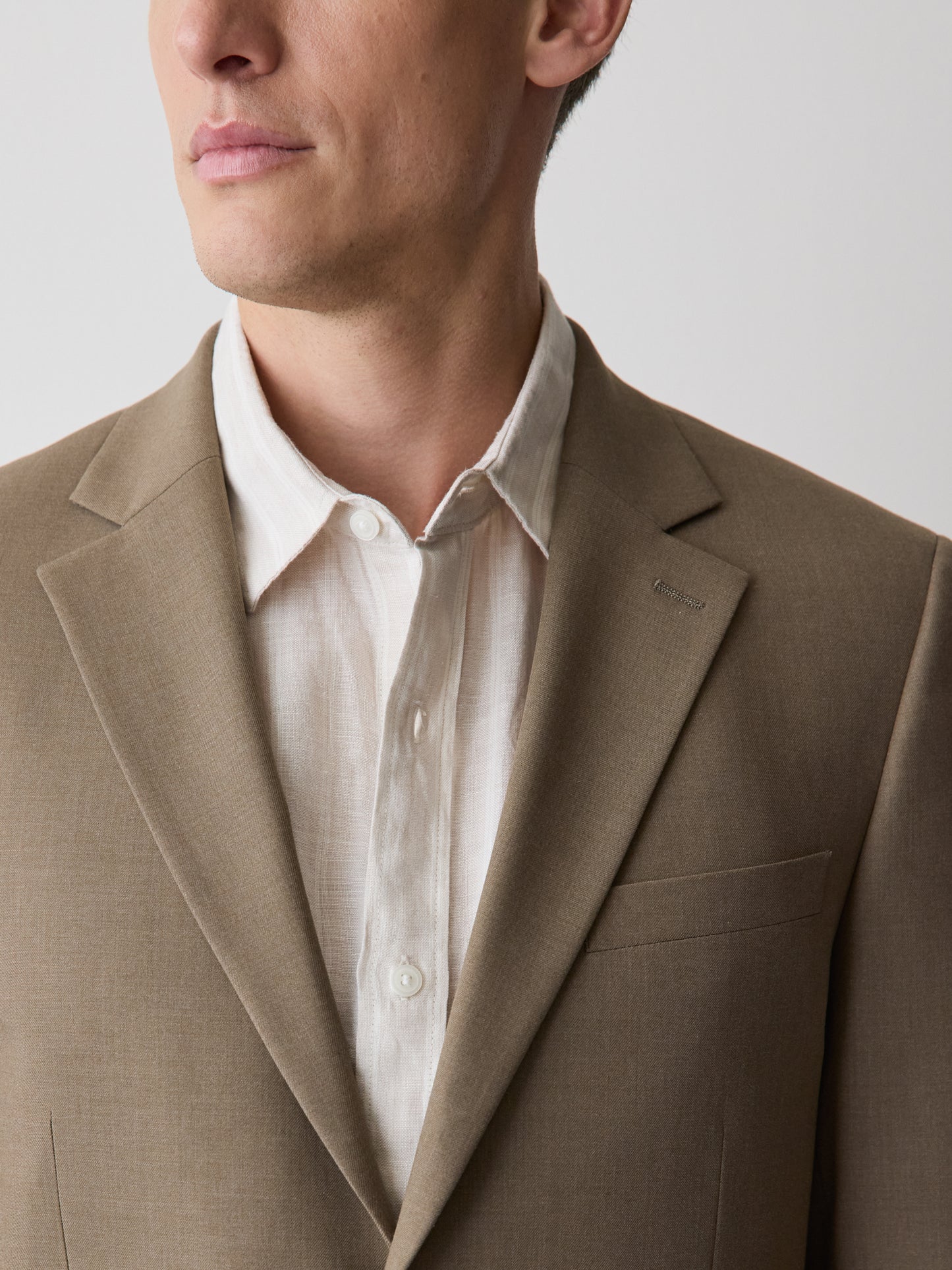 Slim Fit Woven Blazer Dark Sand