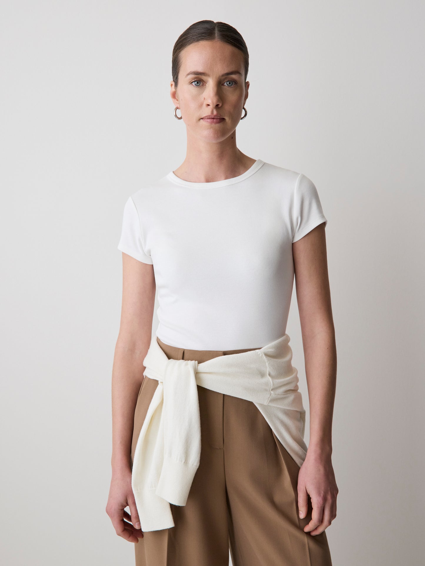 Short-Sleeve Crew-Neck Ribbed Basic Tee