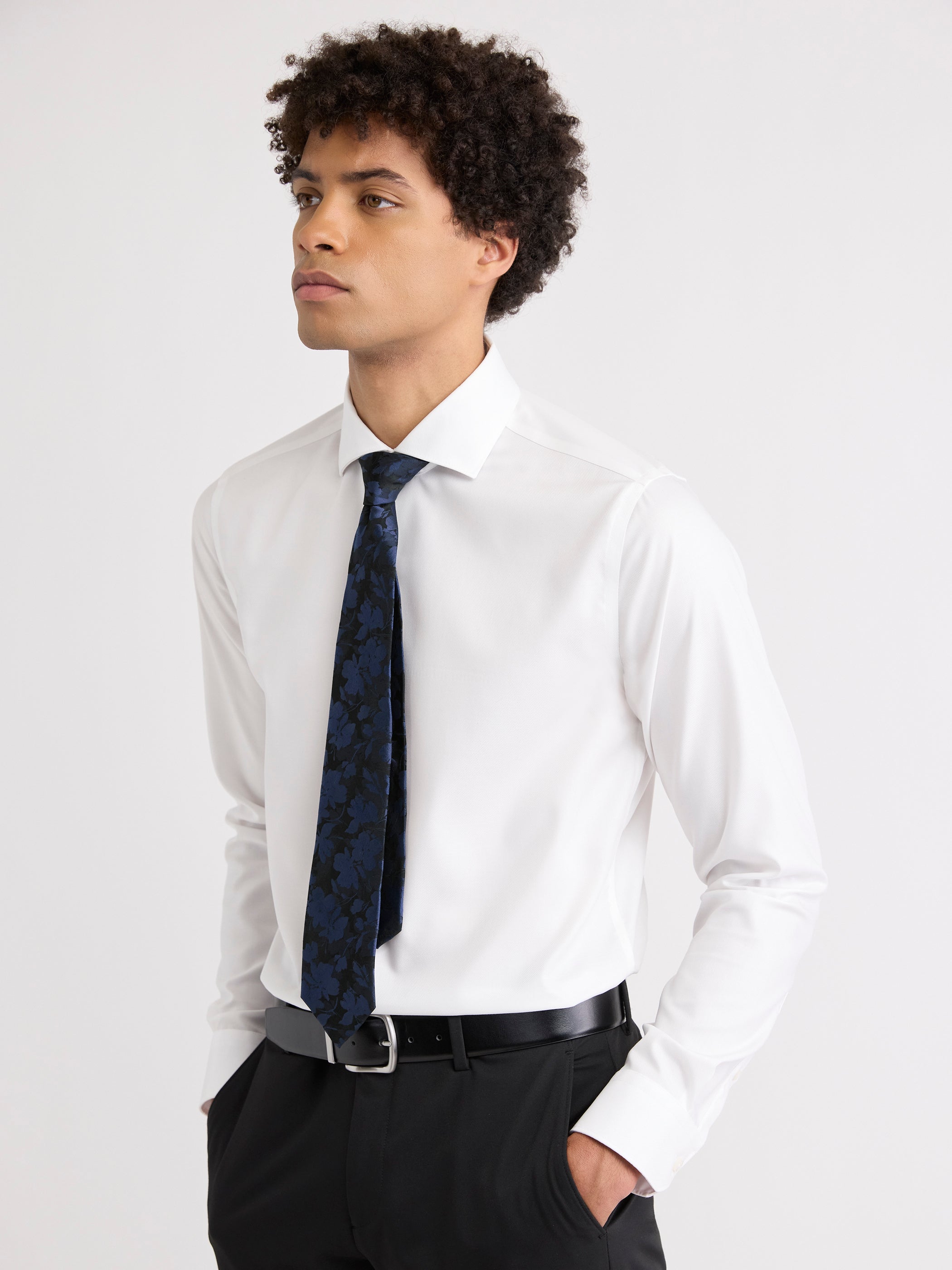 Black Regular Tie with Floral Pattern