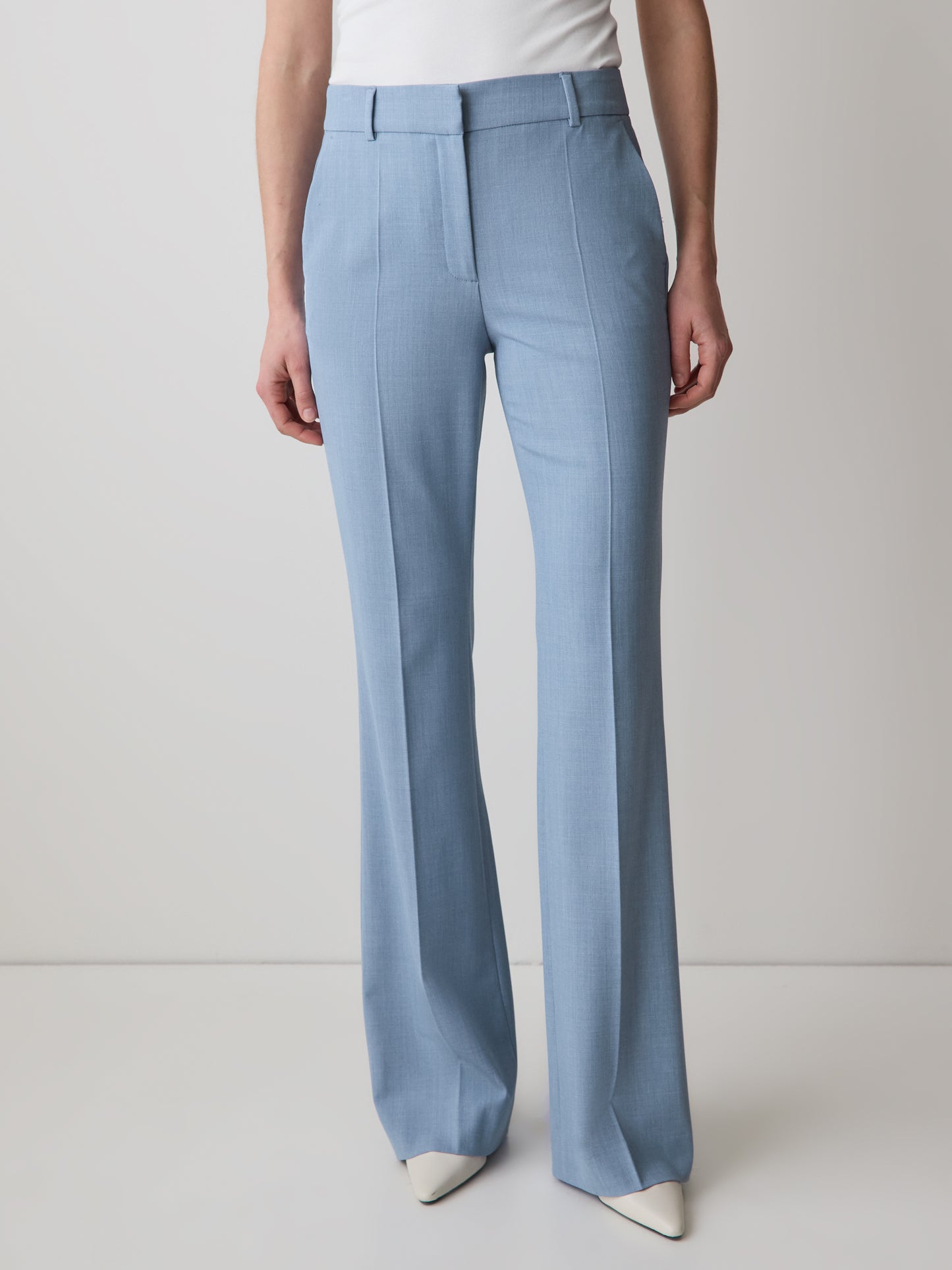 Light Blue Mid-Rise Flare-Leg Pant