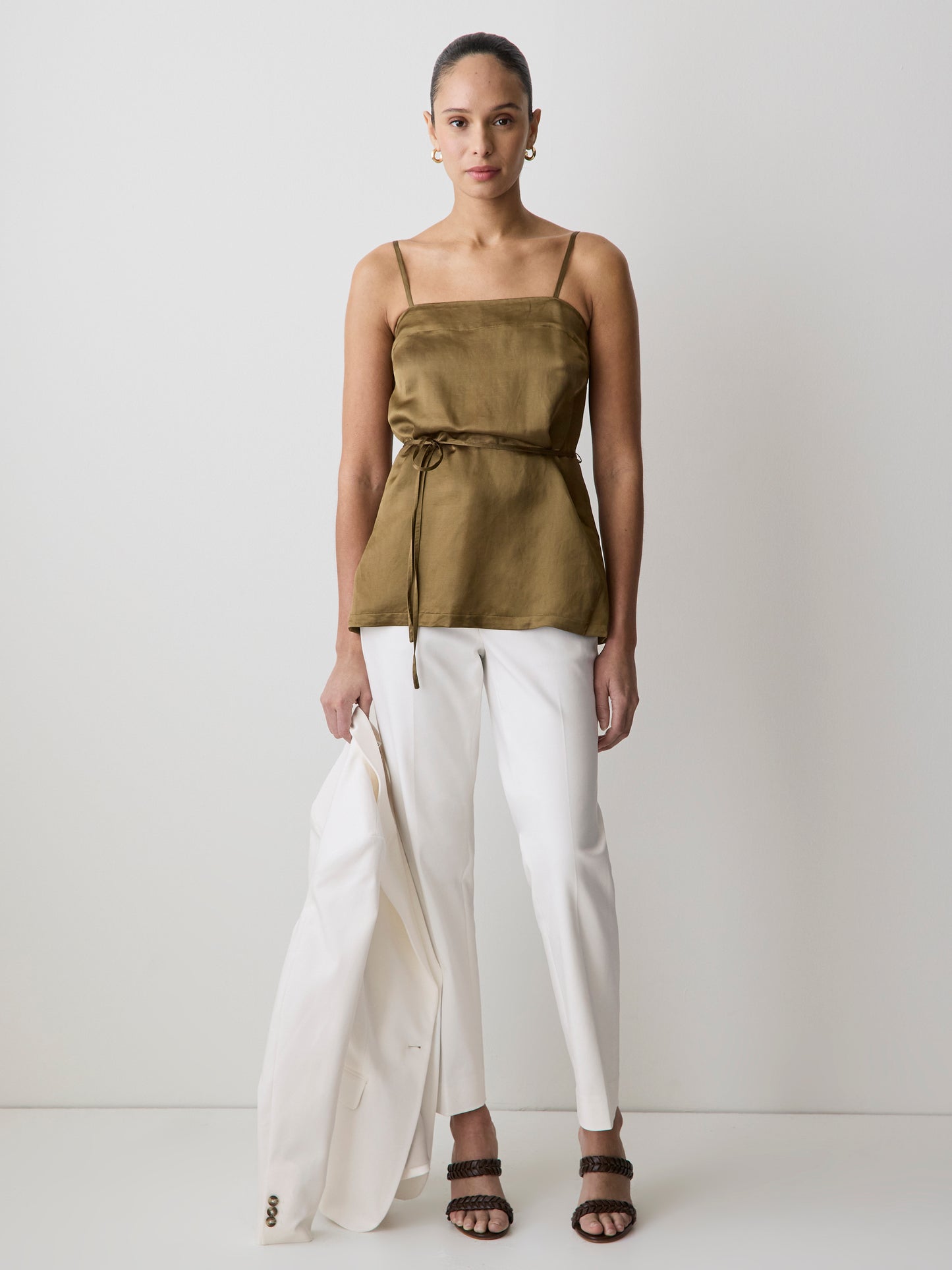 Sleeveless Square-Neck Blouse