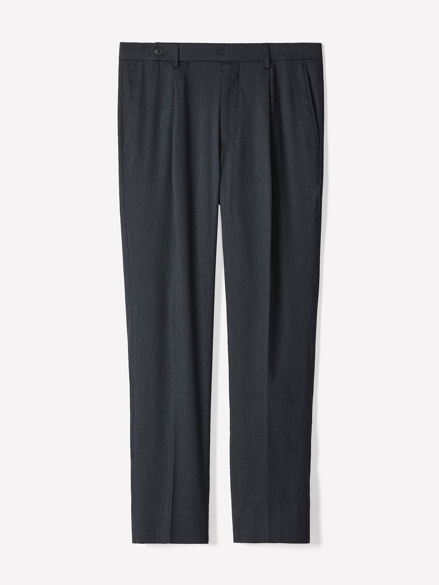 Linen-Blend Tapered-Leg Pleated Pant