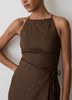 Woven Linen Blend Halter Dress