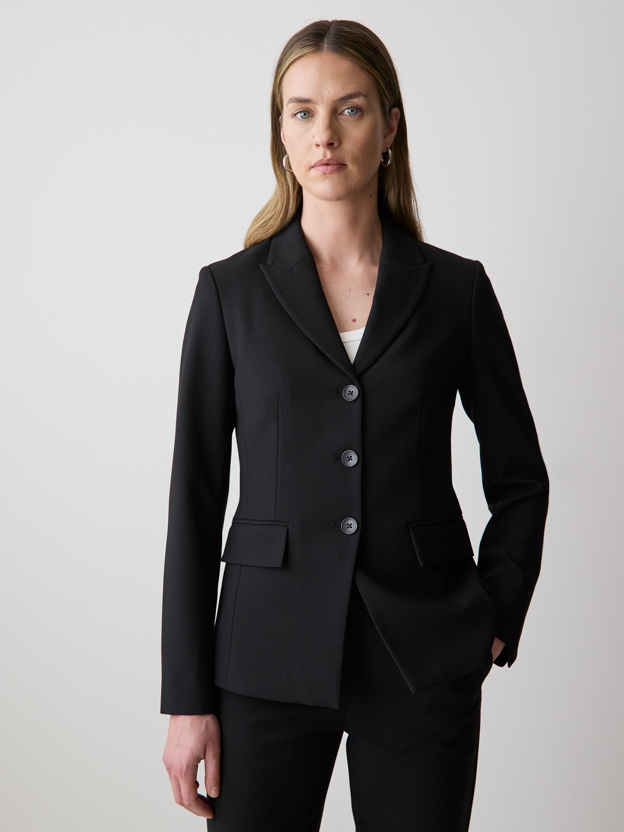 Three-Button Fitted Blazer