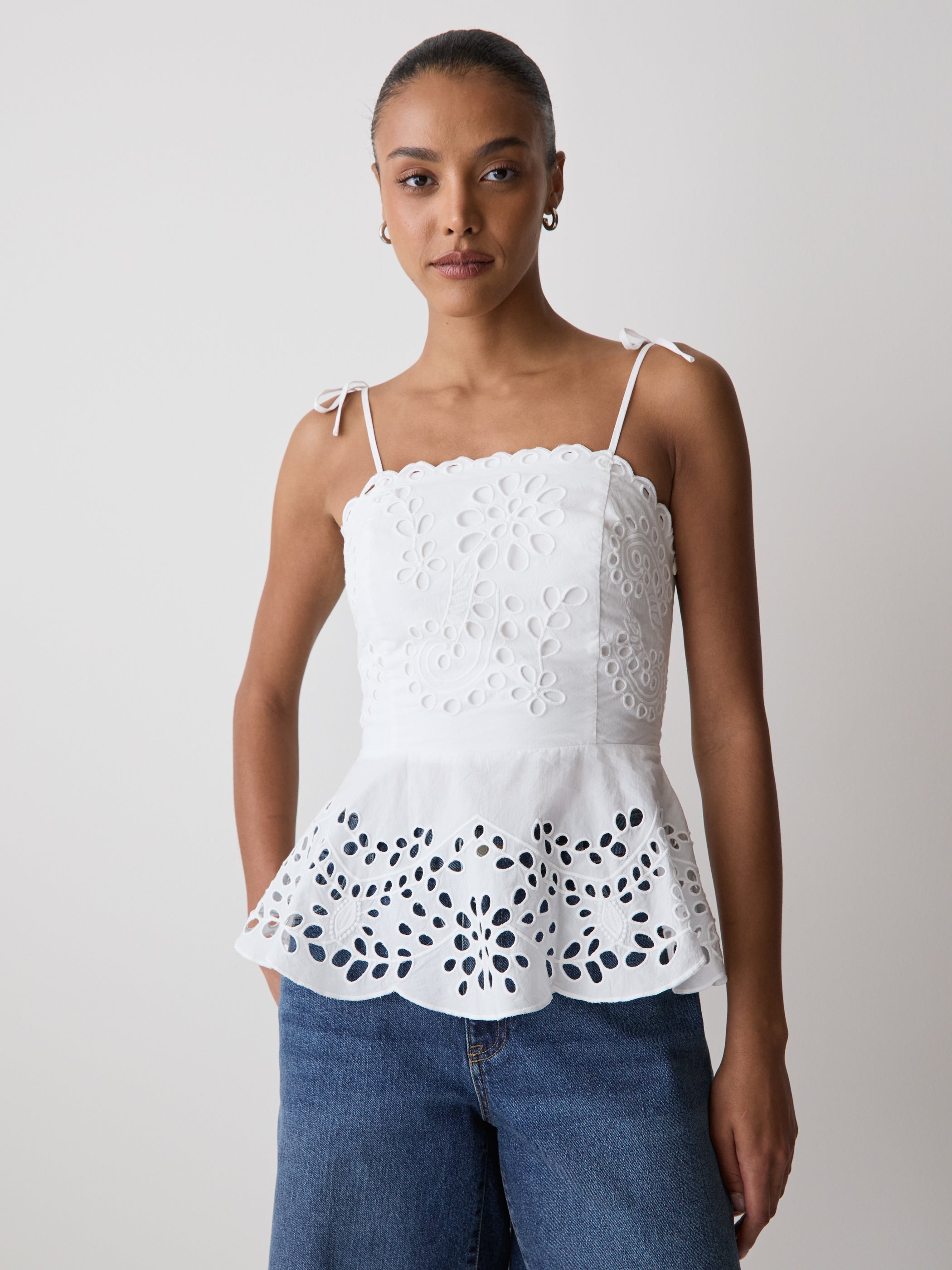 Woven Cotton Peplum Top