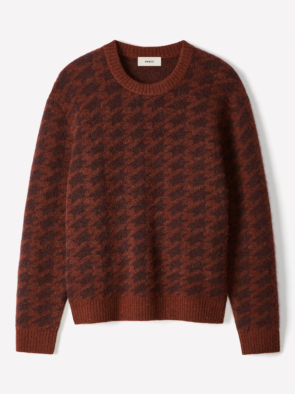 Men's Knit Houndstooth Jacquard Crewneck Sweater