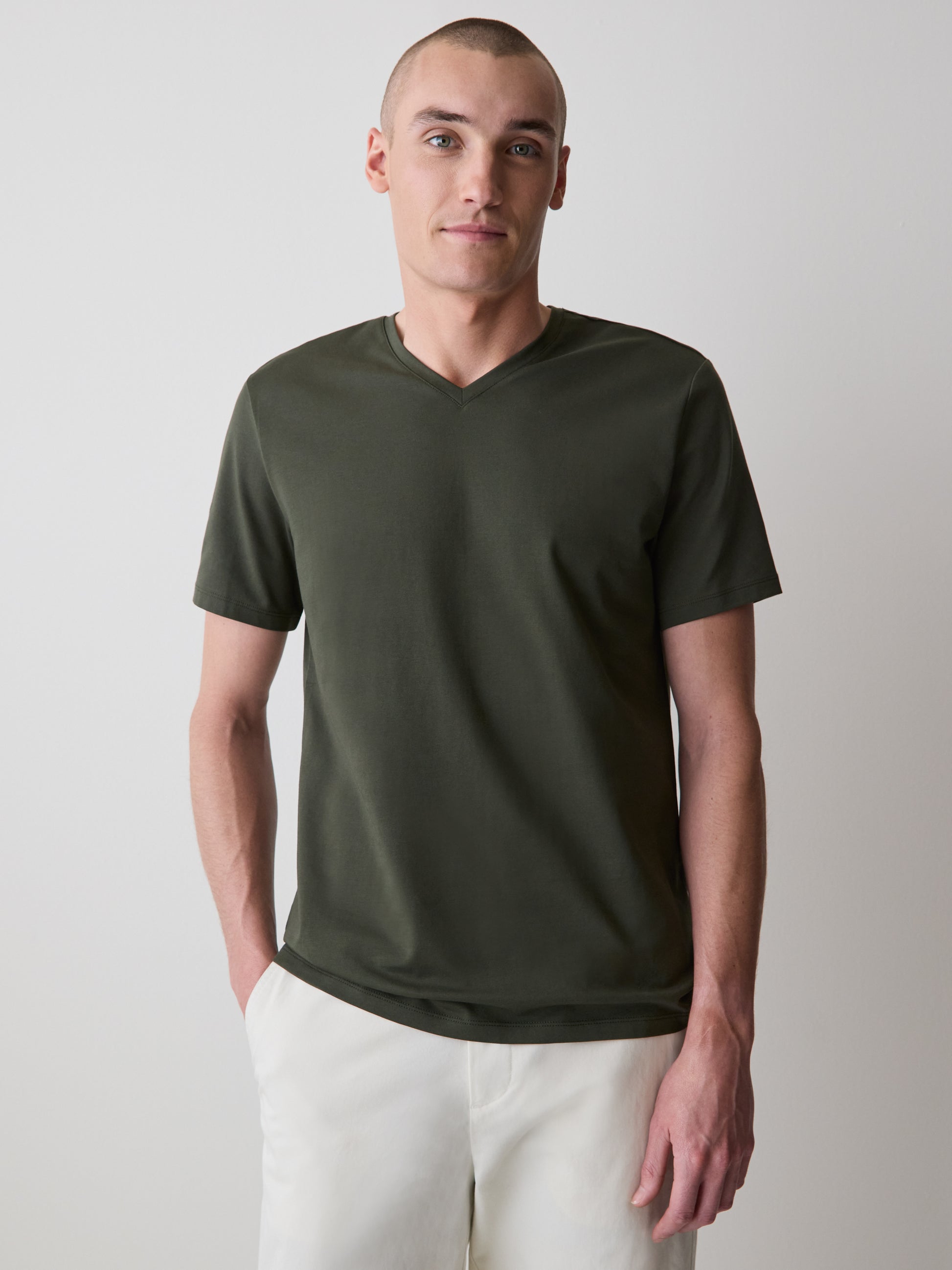 Men's V-Neck Knit T-Shirt Supima Cotton