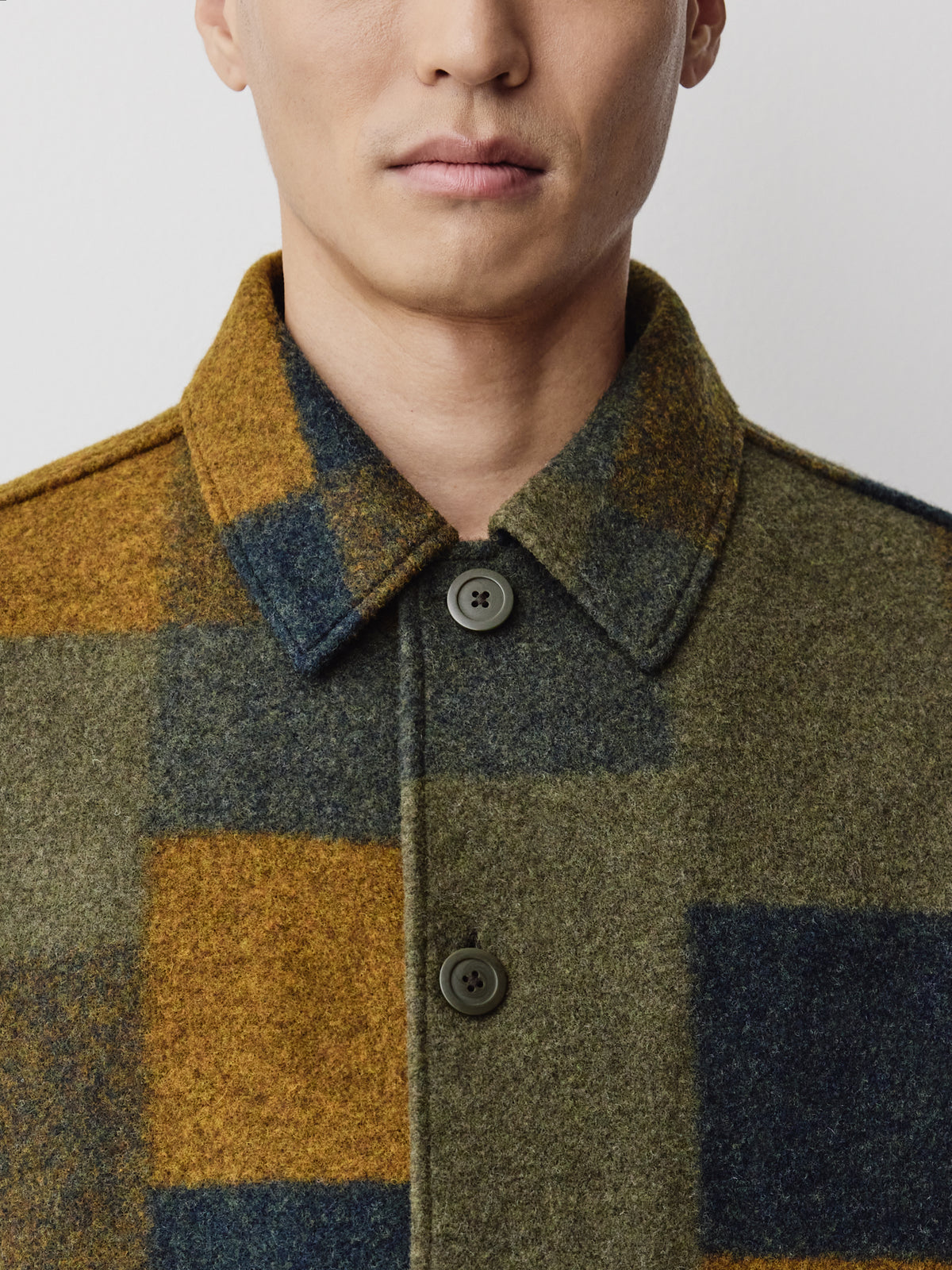 Men’s Wool Blend Knit Outerwear Jacket Plaid