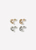 Silver and Golden Double Hoops - 2 Pairs