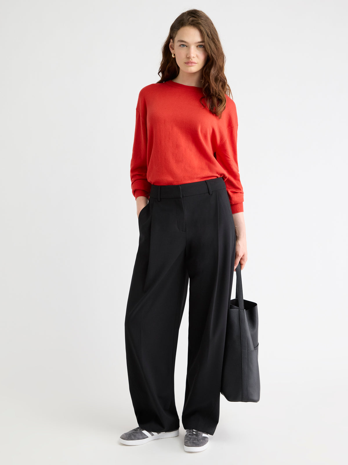 Twill High-Rise Barrel Pant