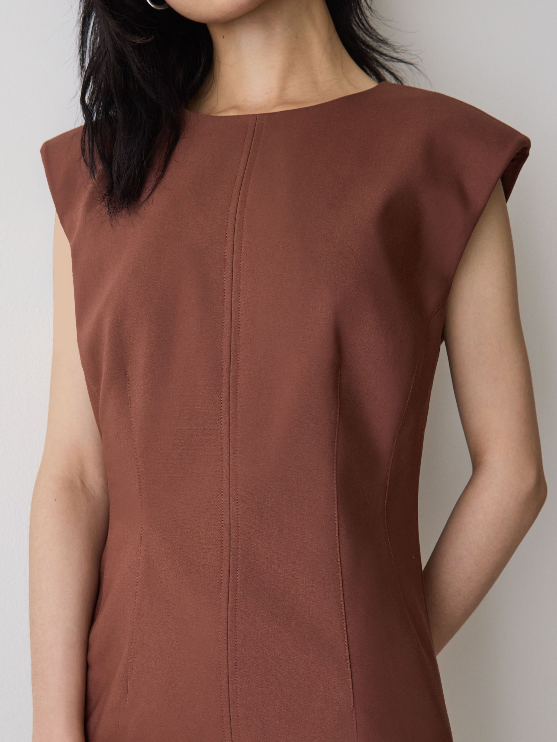 Sleeveless Crew-Neck Mini Dress