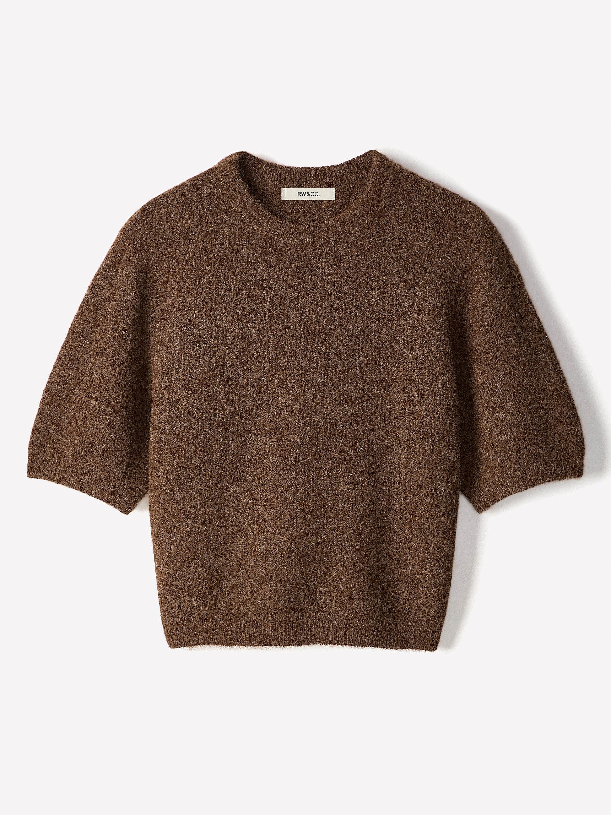Knit Sweater Striped Hairy Short Sleeve