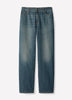 Woven Denim Pant Mid Rise Slouchy Straight Fit