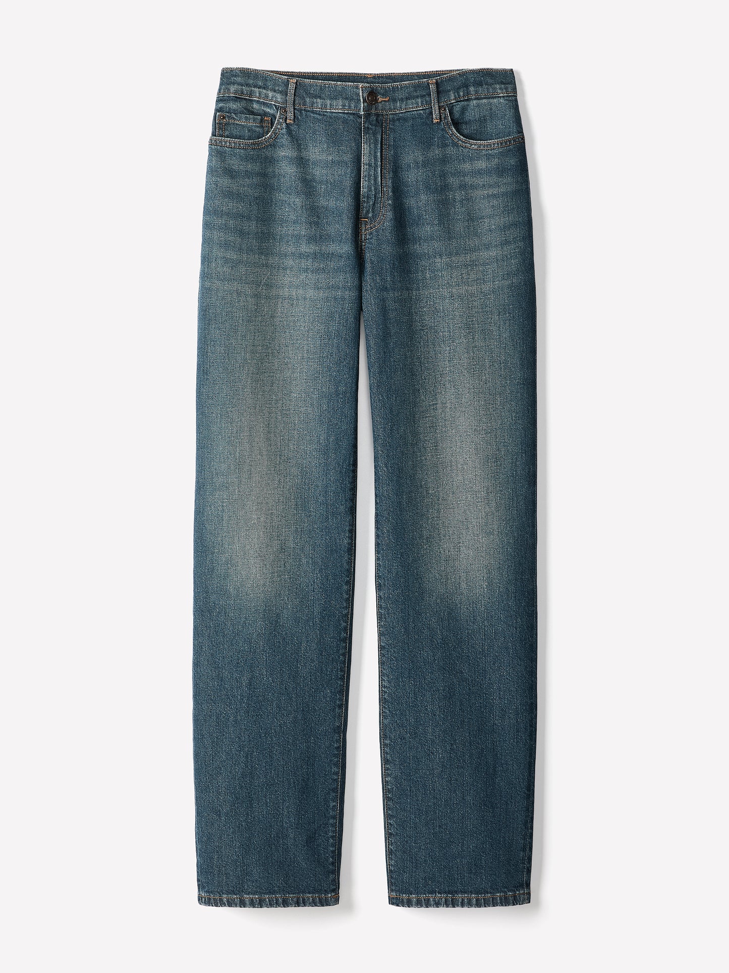 Woven Denim Pant Mid Rise Slouchy Straight Fit