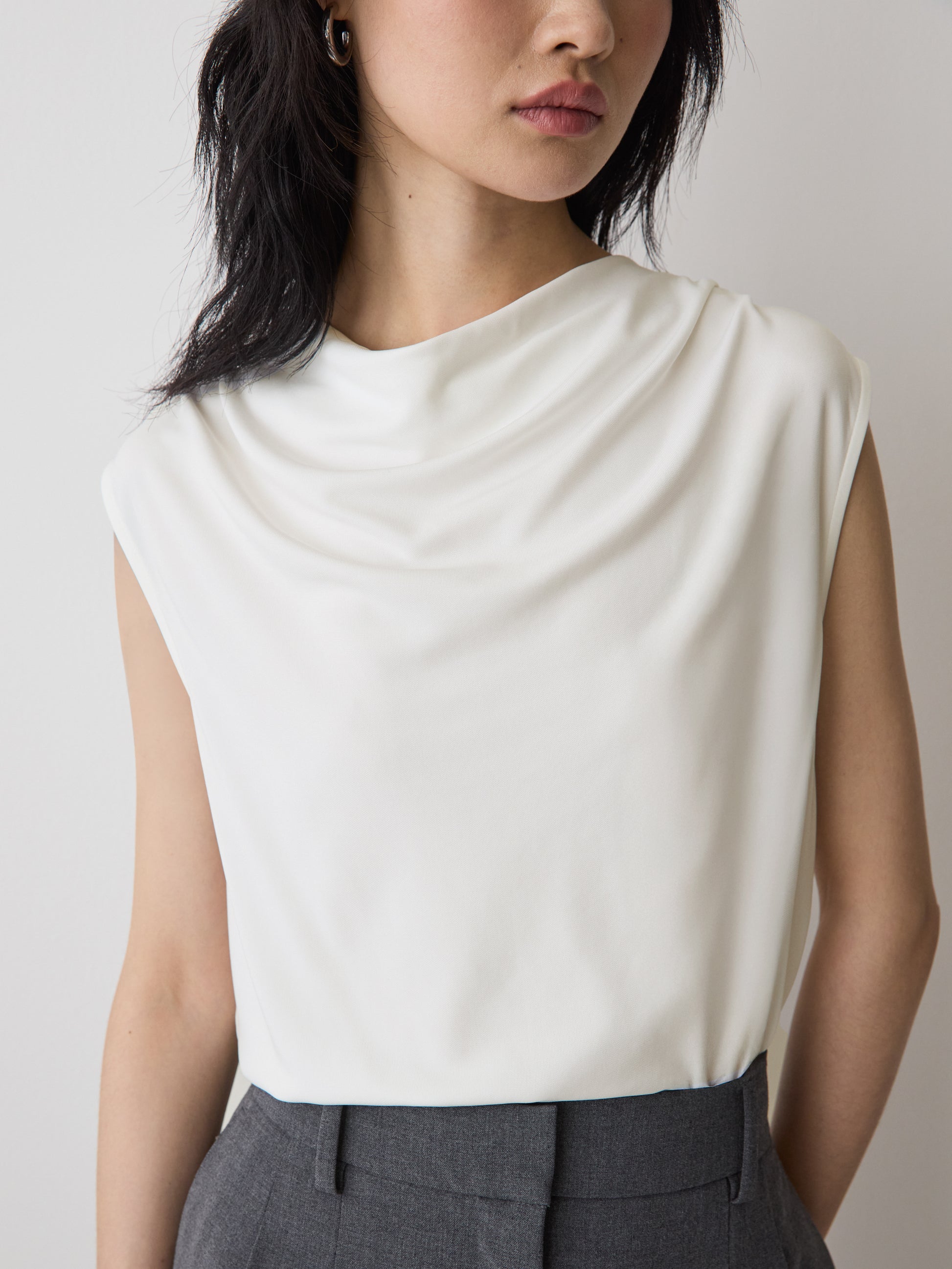 Sleeveless Top with Cowl Neckline