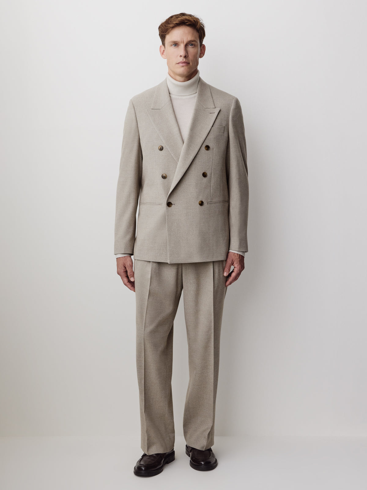 Double Breasted Blazer Brushed Avoine Fabric