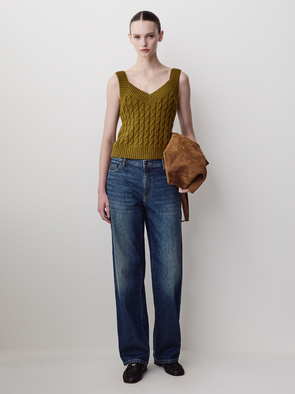 Knit Sweater Vest Cable Camisole Blend