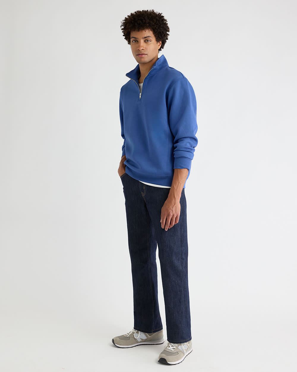 Long-Sleeve Half-Zip Mock-Neck Sweater