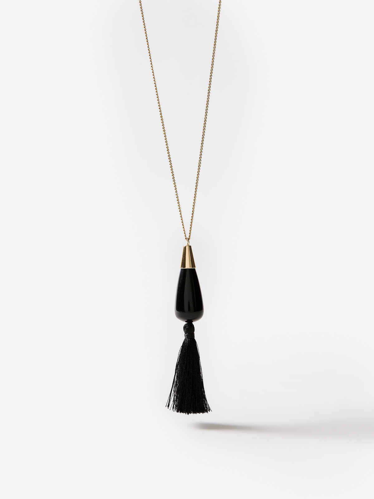 Long Necklace With Tiered Pendant and Tassel