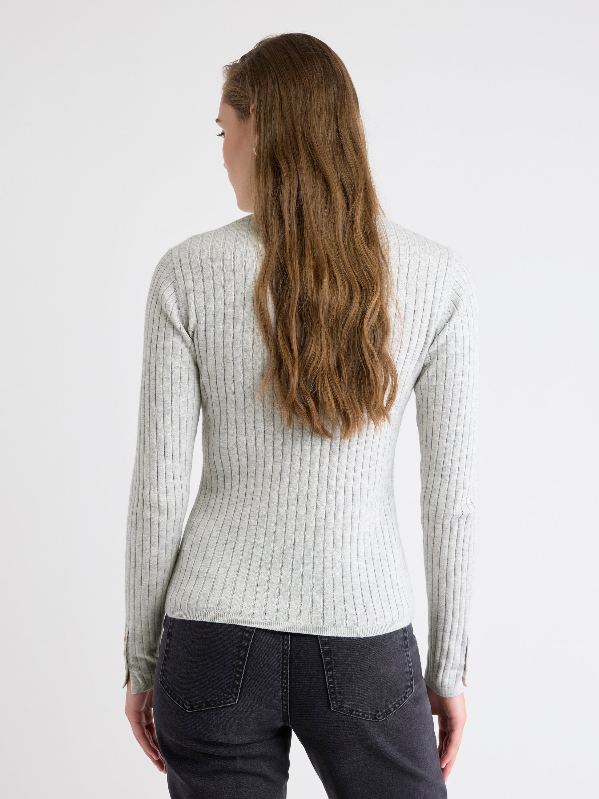 Mock-Neck Sweater with Buttons on Sleeves