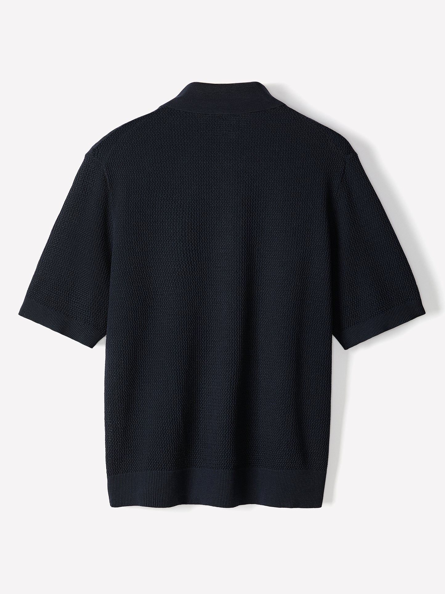 Textured Short-Sleeve Polo Sweater