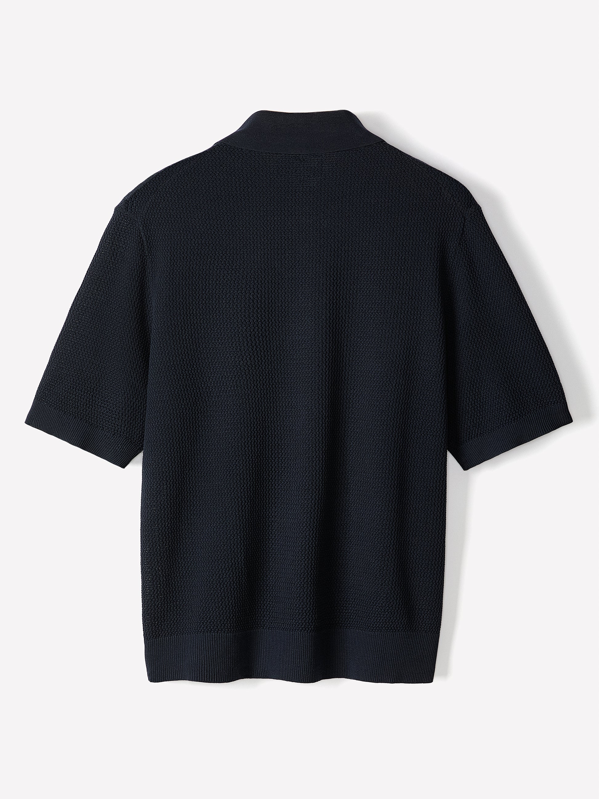 Textured Short-Sleeve Polo Sweater
