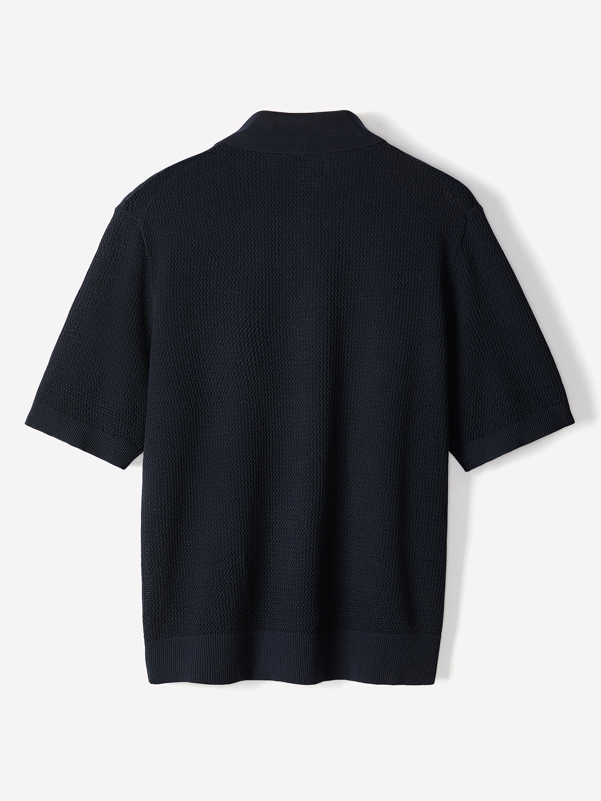 Textured Short-Sleeve Polo Sweater