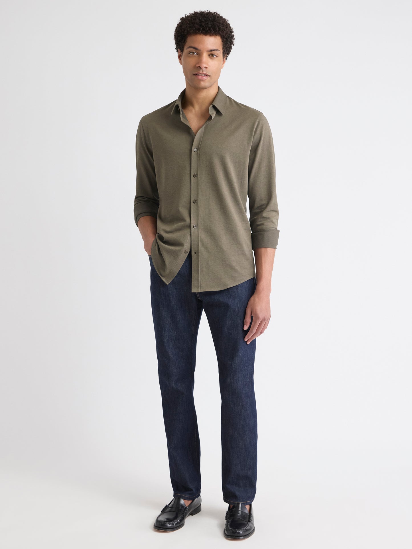 Long-Sleeve Piqué-Knit Shirt