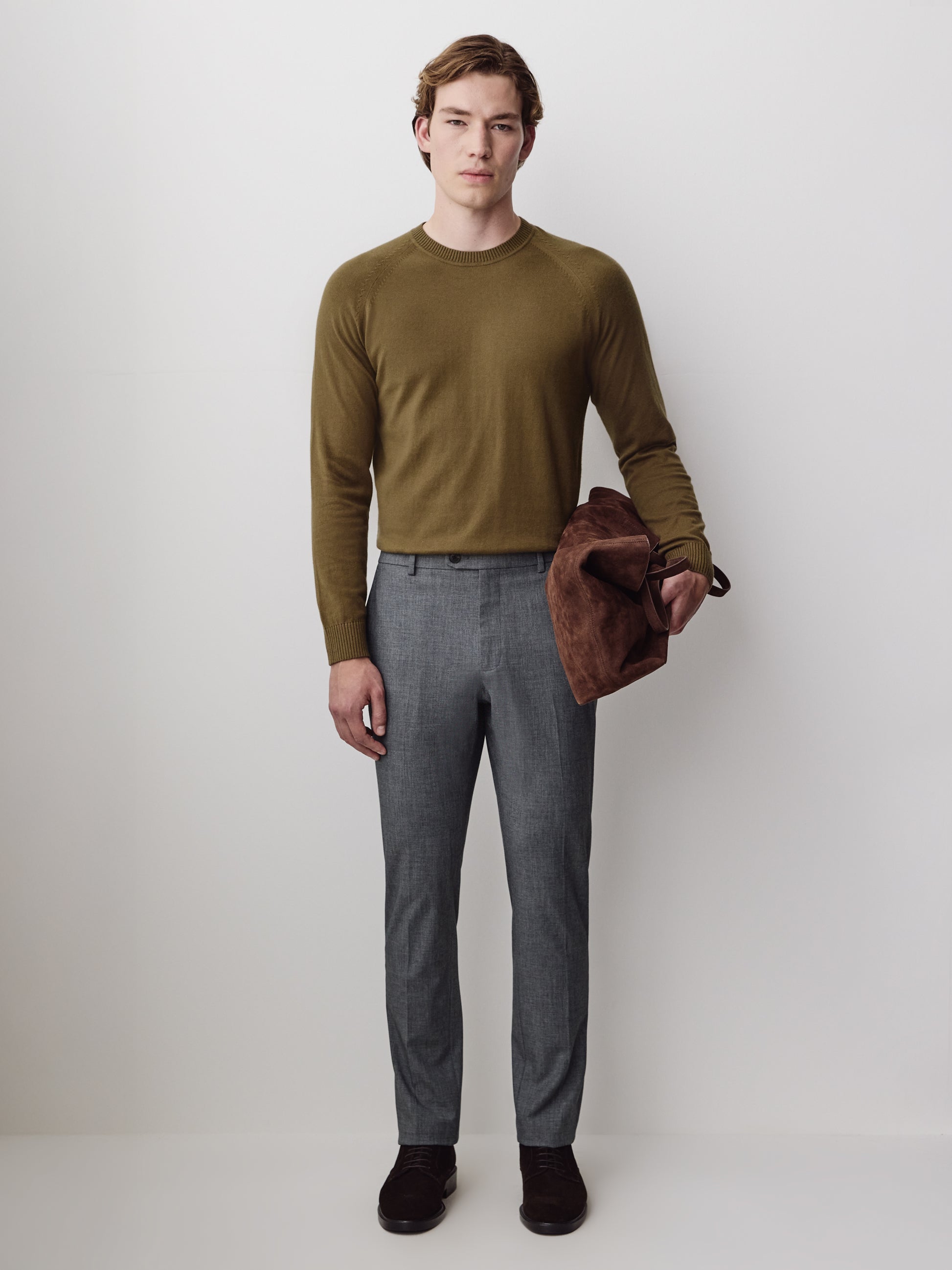 Men's Knit Crewneck Sweater Cotton Blend