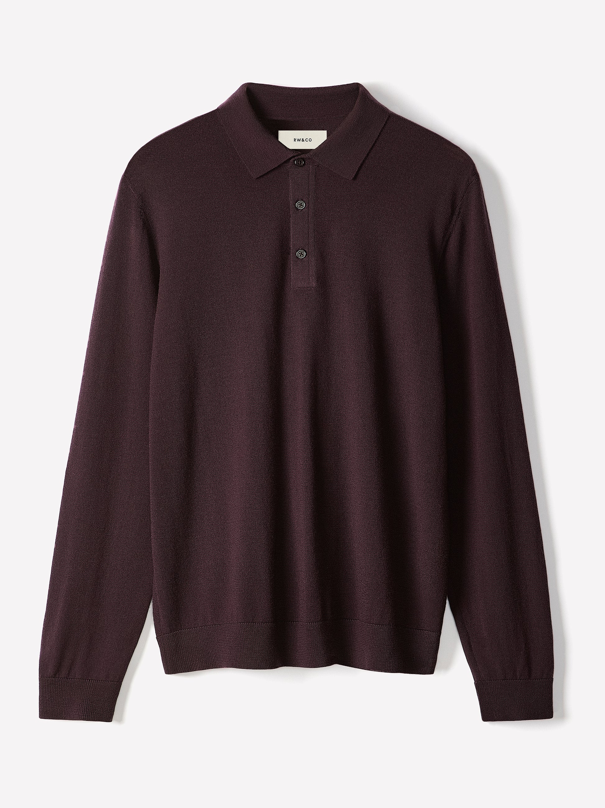 Merino Wool Knit Polo Sweater Long Sleeve