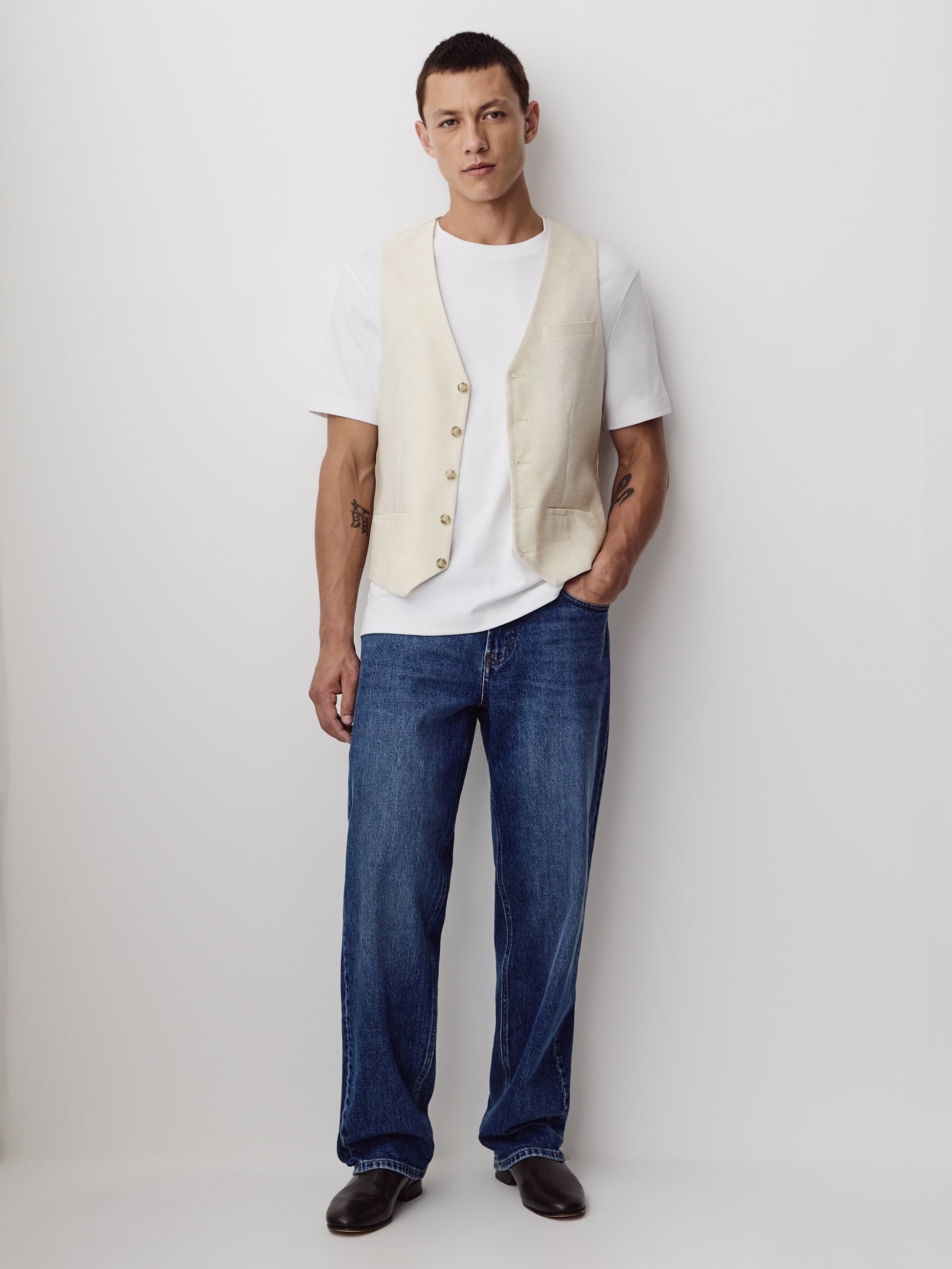 Stretch Linen Suit Vest
