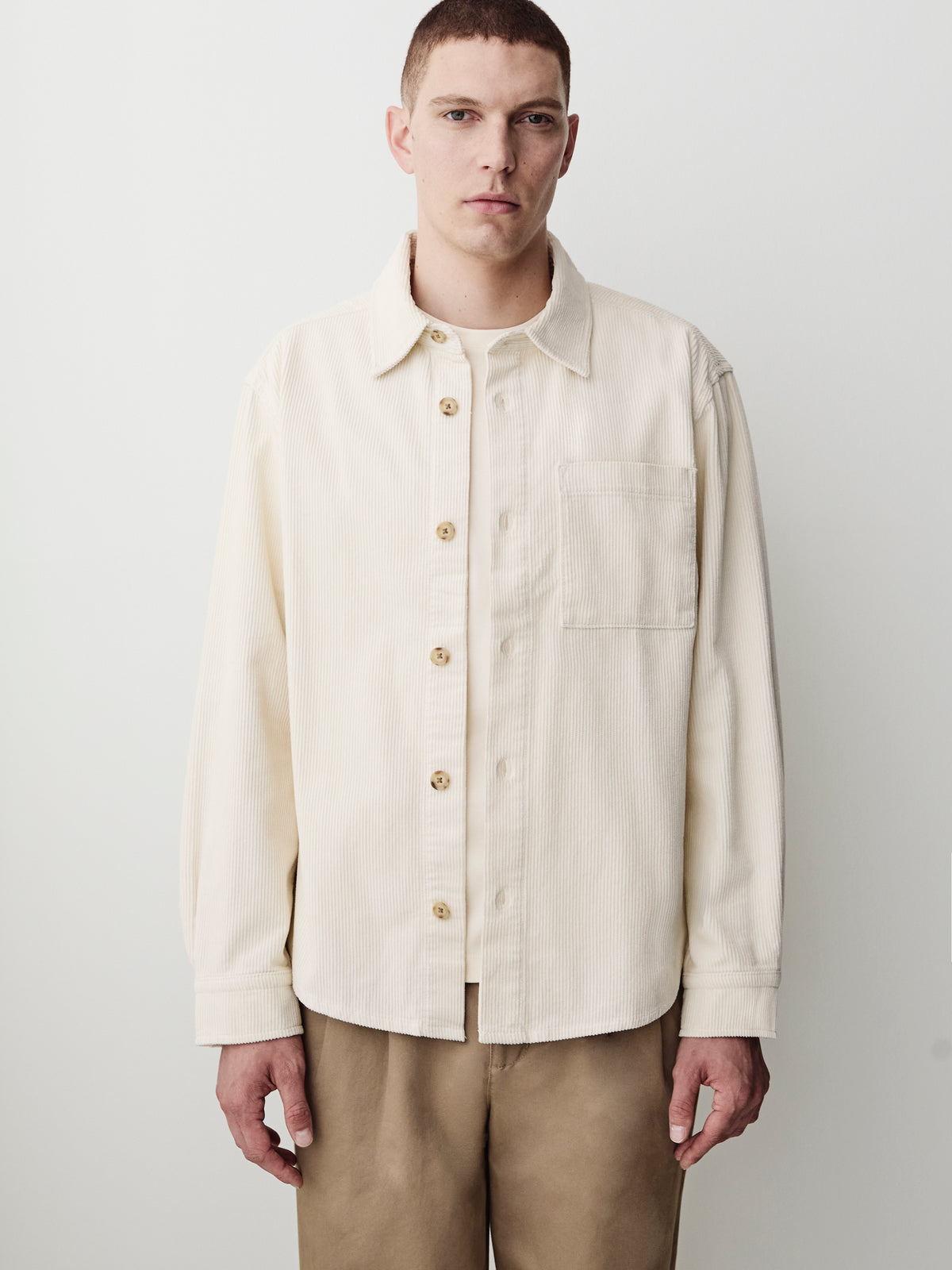 Woven Cotton Tailored Collar Overshirt