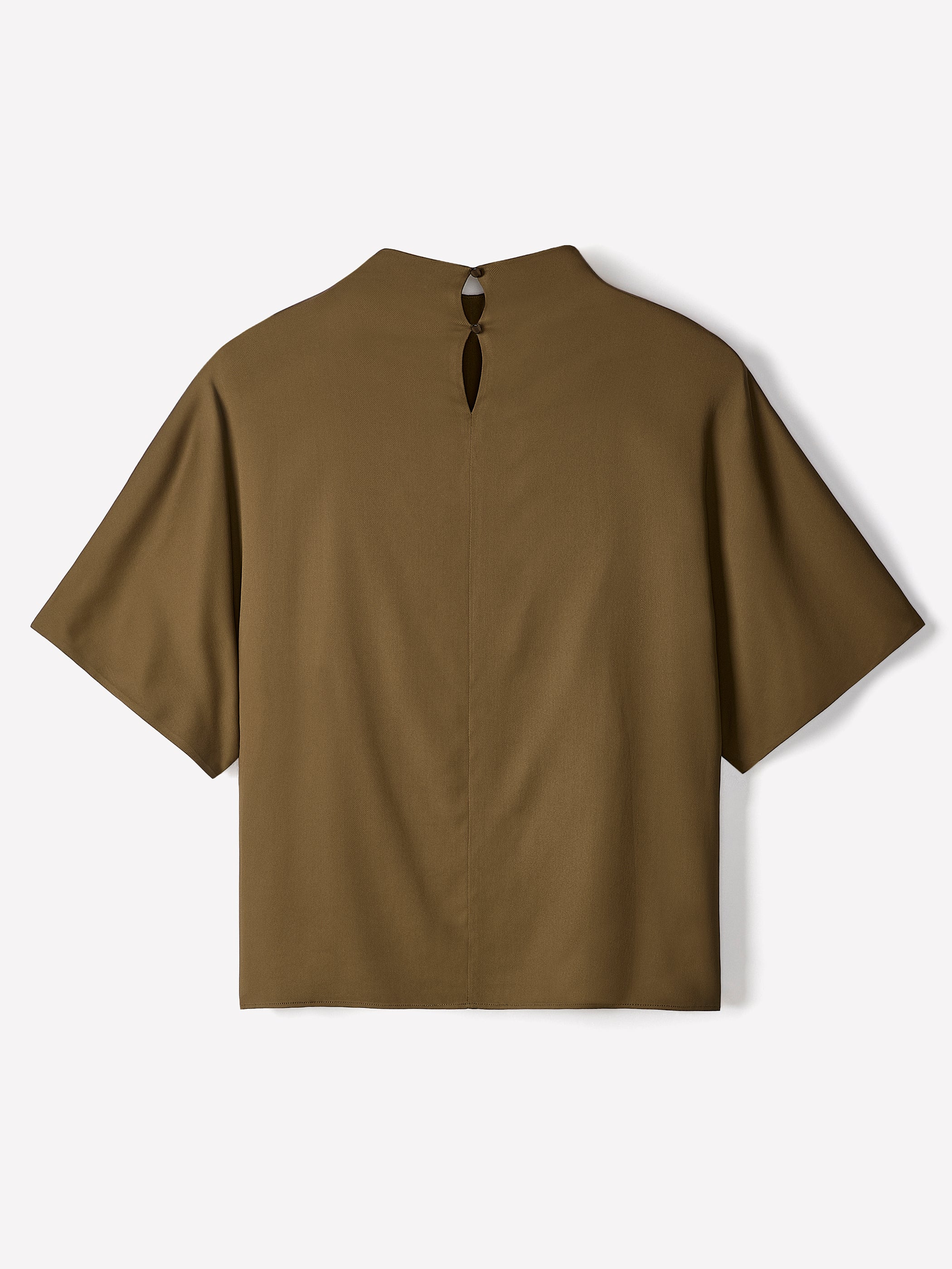 Short-Sleeve Mock-Neck Cape Blouse