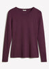 Luxe Knit Long-Sleeve Crew-Neck Fitted Ribbed Tee