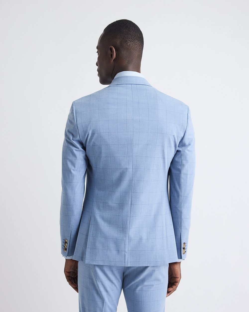 Slim Fit Sky Blue Windowpane Suit Blazer