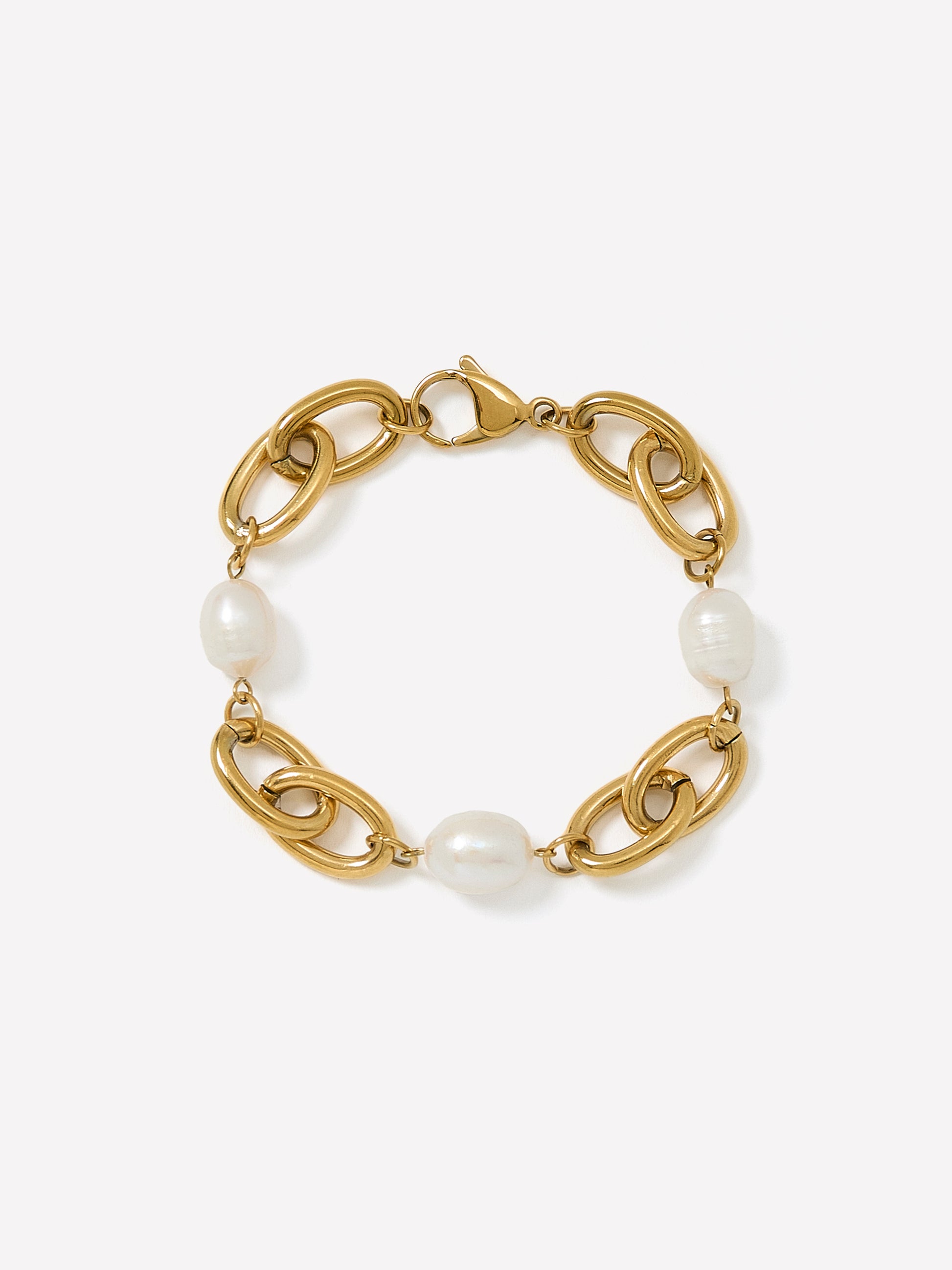 Stainless Steel Bracelet with Pearls